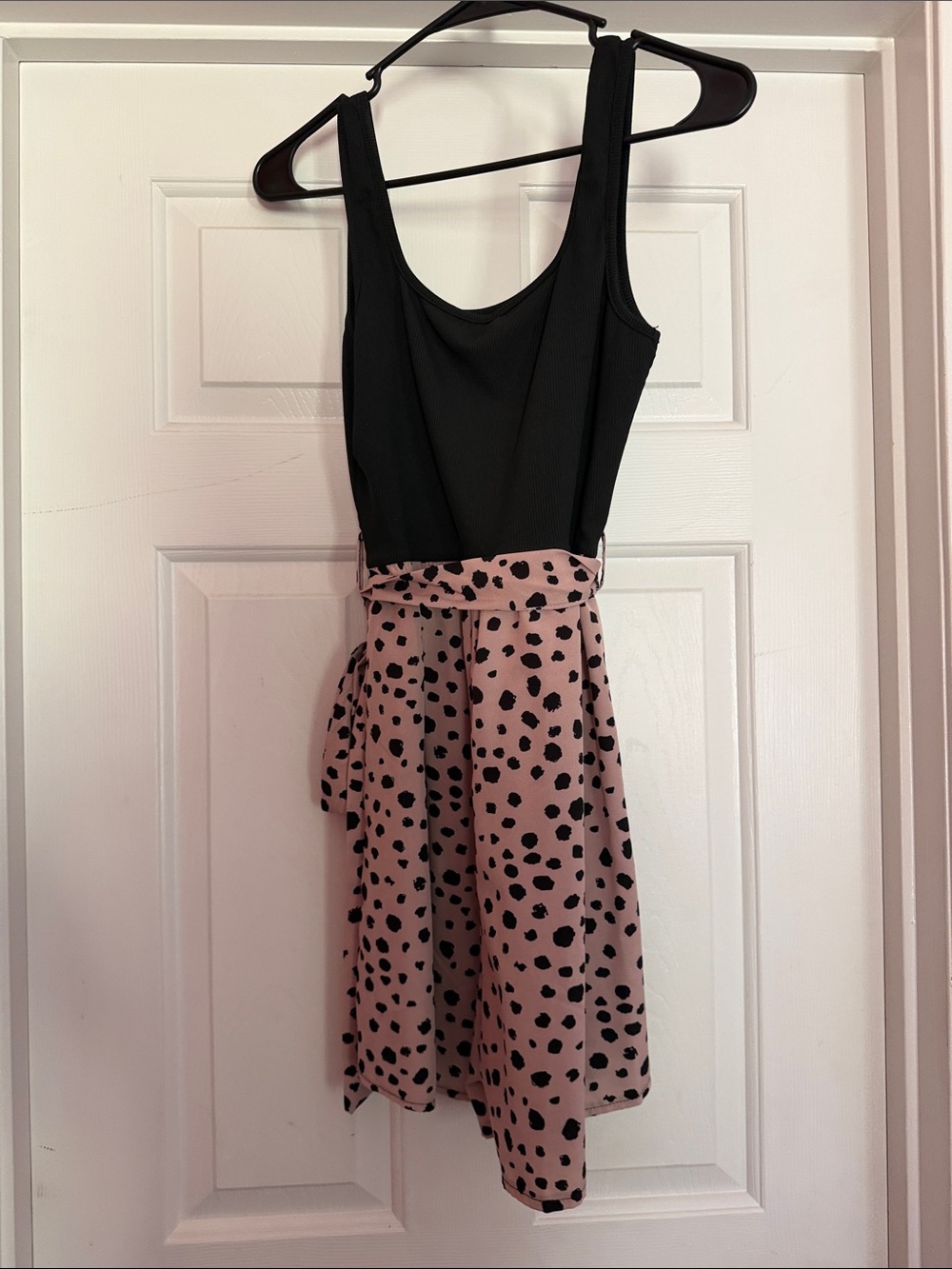 SHEIN Black Tank Top with Pink Skater Black Spot Print romper - Picture 3 of 3